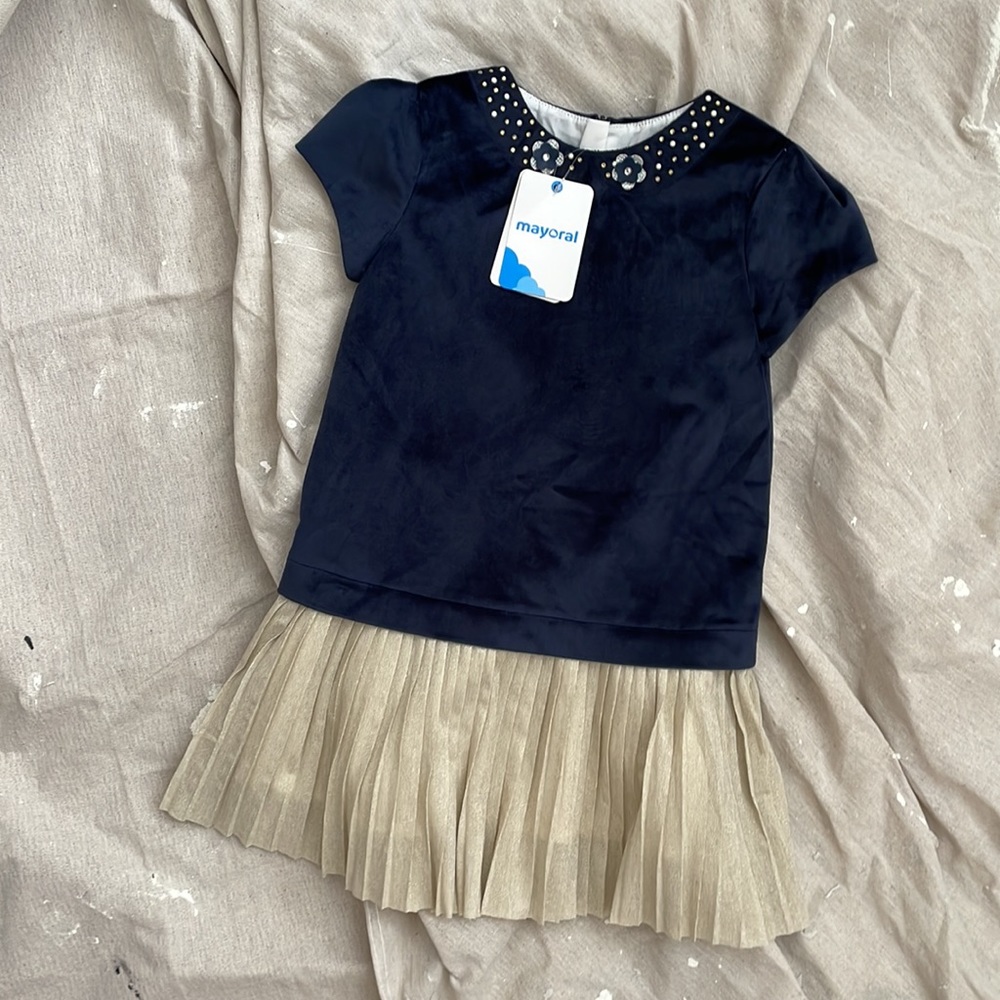 Mayoral Navy and Gold Kids Formal Dress